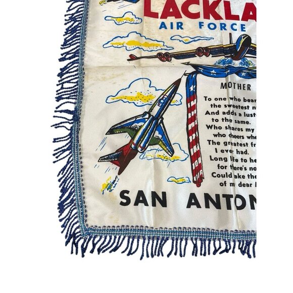 Vintage Lackland Air Force Base Pillow Case Sham 17.5" x 16" with Fringe - Picture 5 of 10